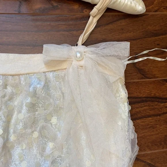 🆕 Beige sequin party dress with mesh frills in size L - Picture 4 of 4